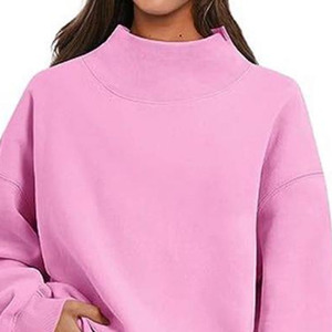 Sudadera Unisex de Invierno de Nuevo Estilo, Color Rosa Sólido, Cuello Redondo, Personalizada, de Algodón y Felpa, con Bordado, Corte Regular, Manga Larga, Tallas Grandes - Product Image 2