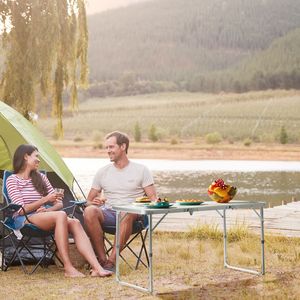 Table de pique-nique portable en aluminium de 4 pieds, hauteur réglable, pliable en 3 sections, légère, pour l'extérieur et l'intérieur, table à tréteaux, table pliante de camping - Product Image 5