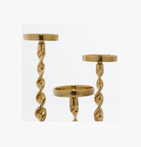 Juego de tres candelabros de latón dorado retorcido para decoración del hogar al mejor precio - Product Image 2