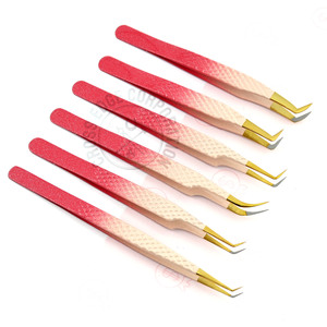 คีมหนีบขนตาสแตนเลสปลายแหลมสีทองสไตล์ญี่ปุ่นสำหรับต่อขนตา - Product Image 1