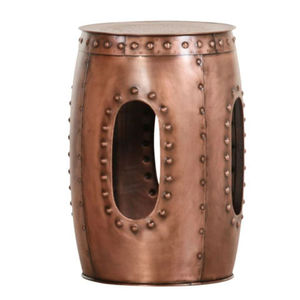 Industrial <b>Copper</b> Finish Metal <b>Table</b> with Rivet Detail and Oval Cutouts for Living Room Furniture Center <b>Table</b> - Product Image 1