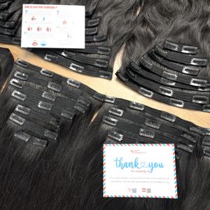 Extensions de cheveux humains naturels vietnamiens lisses de 18 pouces, couleur noire naturelle, prêtes à être expédiées - Product Image 5