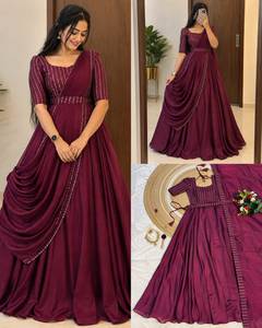 Conjunto de Lehenga Choli de Seda Vichitra Premium para Mujer, Largo hasta el Suelo, con Lentejuelas y Cuentas |   Cinturón Bordado Dupatta de Secado Rápido - Product Image 3