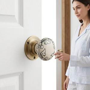 Modern Ceramic Cabinet <b>Knobs</b> with Floral Design Round Shape Durable & Eco-Friendly for Kitchen Bathroom & Living Room Furniture - Product Image 4