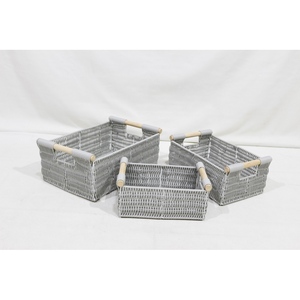 Cestas de Almacenamiento Tejidas con Asa, Organizadores, Cajas Decorativas, Cestas de Mimbre, Cestas de Polipropileno para Almacenamiento - Product Image 1