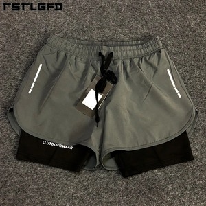 Men's Teal Black Color Blocked Sport Shorts With Side Pocket Quick Dry Drawstring Waist <b>Mid</b> Length Workout Running Gym Shorts - Product Image 4