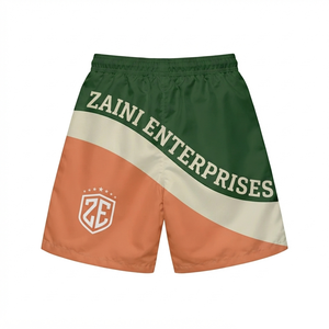 Shorts coupe-vent pour hommes, polyester tissé premium 120 GSM, vert crème pêche, panneau incurvé, logo personnalisé, OEM ODM, marque privée - Product Image 2