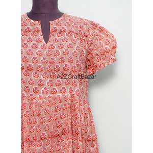 Vestido Maxi de Algodón 100% con Cuello en V y Manga Larga, Estampado a Bloques, Estilo Bohemio Casual, Sexy, Ecológico, Silueta en A, para Todas las Estaciones, Primavera - Product Image 3