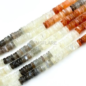 Natural Multi Moonstone Heishi <b>Beads</b> Smooth Loose Gemstone <b>Beads</b> Shaded Moonstone <b>Beads</b> For Jewelry Making 6-6.5MM Wholesale - Product Image 3