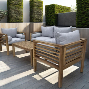 Juego de sofá convertible de madera de estilo minimalista formal Cojines suaves Sala de estar al aire libre - Product Image 1