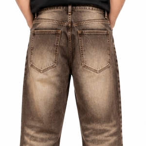 <b>Men</b> Classic Denim <b>jeans</b> Brown Wash Loose Silhouette Retro Finish Relaxed Leg Casual Wear Soft Texture Urban Appeal - Product Image 5