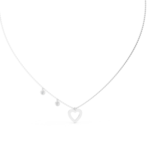 Cadena con Colgante de Corazón de Diamante Flotante y Bisel Solitario - Product Image 3