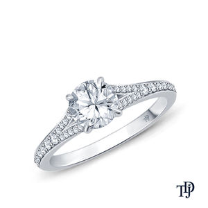 10K Gold <b>Split</b> Shank Diamond Lab Grown Engagement <b>Ring</b> with Brilliant Accent Stones and Round Diamond (Natural) OEM - Product Image 1