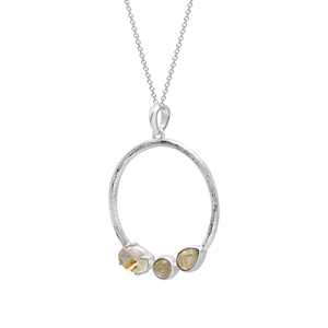 Collier en argent sterling S925 pur à 100 % de haute qualité, avec cabochon en rutile doré, pierres précieuses taillées mixtes de 1,25 carat, bijoux fins et élégants - Product Image 2