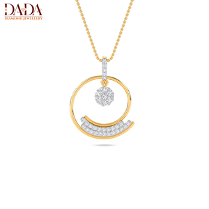 Round Circle Diamond Pendant Necklace <b>Yellow</b> Gold Floral Cluster Drop Pendant Jewelry for Women Fine Fashion Jewelry Gift - Product Image 1