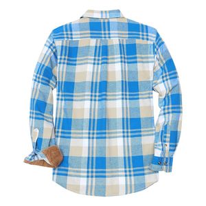 Camisa de Franela a Cuadros Azul Claro para Hombre, Algodón Cepillado, Forro de Invierno, Cierre de Botones, Camisas de Franela Casuales para Hombre - Product Image 1