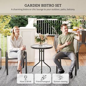 Set Bistrot 3 Pezzi con Sedie Impilabili Beige e Tavolo in Vetro, Set di Mobili da Esterno per Cortile e Balcone, per Ospedali, Ordine Minimo 1 Set - Product Image 4