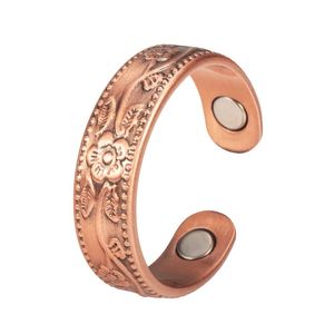 Assortiment de bagues magnétiques en cuivre faites à la main, texturées et à motifs, pour la guérison, ensemble assorti de bagues magnétiques en cuivre texturées - Product Image 4