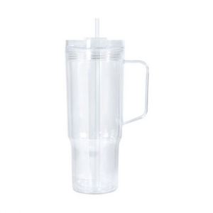 Gobelet en plastique transparent à double paroi de 40 oz, grande capacité, avec couvercle et paille, pour personnalisation DIY - Product Image 2