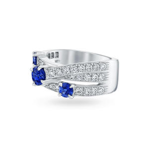 Anillo de Zafiro de Lujo para Mujer con Diamantes Redondos de Corte Brillante Engastados en Puntas, Anillo de Compromiso con Piedra Preciosa - Product Image 2