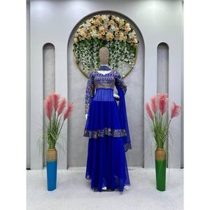 Ensemble haut-bas et dupatta RTC Blue Party Wear, taille XL, avec broderie et sequins pour un look élégant - Product Image 2