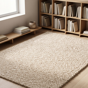 Tapis décoratif en laine tissée à la main, à boucles épaisses, texturé, fait main, antidérapant, moderne, pour salon, chambre, décoration intérieure - Product Image 4