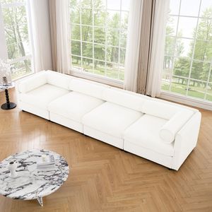 Divano Componibile Durevole con Vano Contenitore, Seduta Profonda e Confortevole, Schienale e Braccioli Cilindrici per Soggiorno - Product Image 2