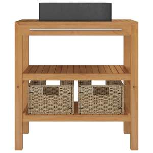 Mobile da bagno in Teak solido con lavabo in marmo nero prodotto Premium con lavabo - Product Image 3