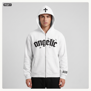 Sweat-shirt à capuche zippé gothique pour homme Y2K - Coton molletonné 420 g/m² - Streetwear - Vente en gros OEM - Product Image 1