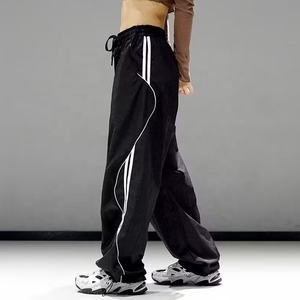100% Poly Unisex Loose Fit Athleisure <b>Trousers</b> Elastic Waist Baggy Joggers <b>Y2K</b> Fashion Side Stripe Hip Hop Style Track Pants - Product Image 4
