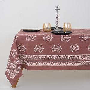Mantel de Mesa de Comedor con Estampado de Loto Dabu en Algodón, Mantel Hecho a Mano para Bodas, Fiestas y Eventos, Decoración de Mesa de Cocina, Regalo - Product Image 1