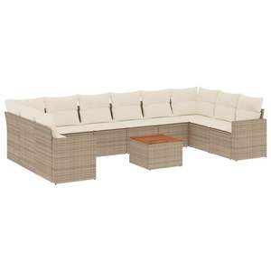 Set Divano da Giardino in Rattan Beige 8 Posti, Arredamento da Esterno Contemporaneo Resistente alle Intemperie, Divano Sezionale da Patio - Product Image 4