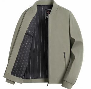 Chaqueta Casual de Lona para Hombre, Primavera Otoño, Cortavientos, Cuello Alto, Diseño a Cuadros, Venta al Por Mayor, Logotipo Personalizado, Fabricante OEM ODM - Product Image 1