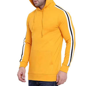 เสื้อฮู้ดดี้สีเหลืองผู้ชายปี 2024 โลโก้แบบกำหนดเอง สไตล์สตรีทแวร์ แถบข้าง ดีไซน์ลำลอง ผ้าฝ้ายคุณภาพสูง ขายส่ง เสื้อสเวตเชิ้ตทรงเข้ารูป - Product Image 4