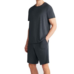 Conjunto de Otoño para Hombre, Bordado, Sólido, Transpirable, Mezcla de Algodón, Camiseta Suave, Pantalones Cortos, Relajación en el Hogar, Salidas Informales, Vacaciones - Product Image 3