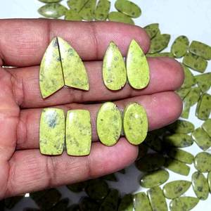 Paire de cabochons en quartz Atlantisite naturel, pierres semi-précieuses pour la fabrication de bijoux, taille personnalisable pour boucles d'oreilles - Product Image 1