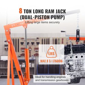 Sollevatore Idraulico da 8 Tonnellate con Cilindro a Doppio Pistone, Base a Forcella, Martinetto a Stelo Lungo per Costruzioni - Product Image 2