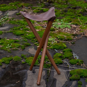 Taburete de caza de cuero genuino, plegable, con trípode, para camping, proveedor al por mayor, OEM, marca personalizada, calidad de exportación, muebles para exteriores - Product Image 4