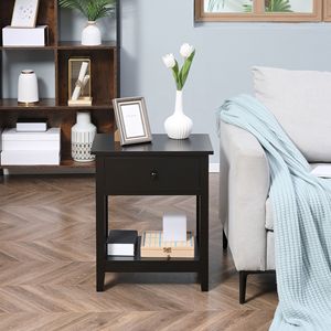 Comodino Moderno Nero con Cassetto e Ripiano per Camera da Letto e Soggiorno - Product Image 5