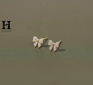 Real Gold IGI Certified Lab Diamond Butterfly Studs Butterfly <b>Wing</b> Design <b>Earrings</b> for Women Luxury Jewelry Manufacturer - Product Image 5