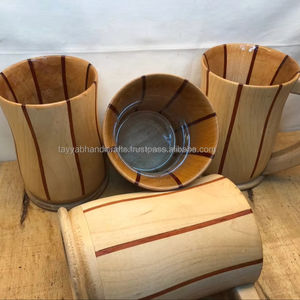 Mug en bois artisanal, essentiel unique pour la maison, bar, restaurant - Product Image 1