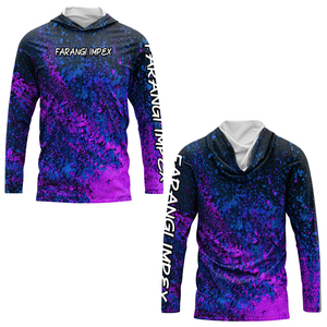 Sudadera con Capucha de Pesca Personalizada para Hombre, 100% Poliéster, Ventilación de Malla, Secado Rápido, Estampado con Patrón de Diamantes Morados - Product Image 5