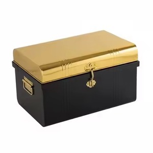 Coffre de rangement en métal rectangulaire avec couvercle, design industriel, organisateur d'outils, 1 couche, couvercle à charnières - Product Image 6