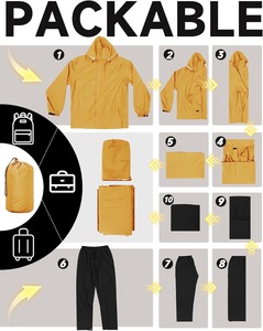 Combinaison de pluie de qualité export, vêtements de randonnée et de camping haut de gamme pour les voyages en plein air, fabricant - Product Image 5