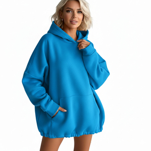 Sweat à capuche oversize pour femme, 100% coton tricoté, écologique, respirant, vêtements décontractés d'hiver, service OEM - Product Image 4