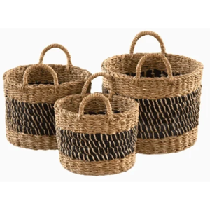Wholesale Handmade Eco-Friendly Seagrass Woven Storage <b>Baskets</b> Natural Fiber Organizer Set with Handles for Home Decor - Product Image 2