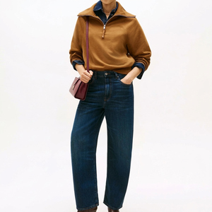 Sudadera con cremallera de cuarto para mujer, estilo casual urbano, hombros caídos, transpirable, ecológica, con capucha - Product Image 5