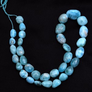 Larimar 10mm-14mm Smooth Nugget <b>Beads</b> Natural Larimar Oval Tumbled Semiprecious Gemstone <b>Loose</b> <b>Beads</b> For Jewelry Making Supplies - Product Image 3