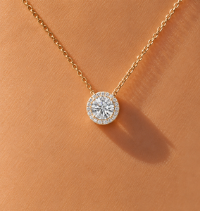 Pendentif en diamant de laboratoire taille ronde, or massif 14K 18K, collier halo, 2.30CT DEF VVS, certifié IGI, pendentif de fiançailles, vente en gros - Product Image 3