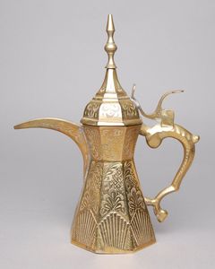 Antique Arabic Tea & Coffee <b>Kettle</b> Gold Polish Stainless Steel Long Spout - Product Image 5